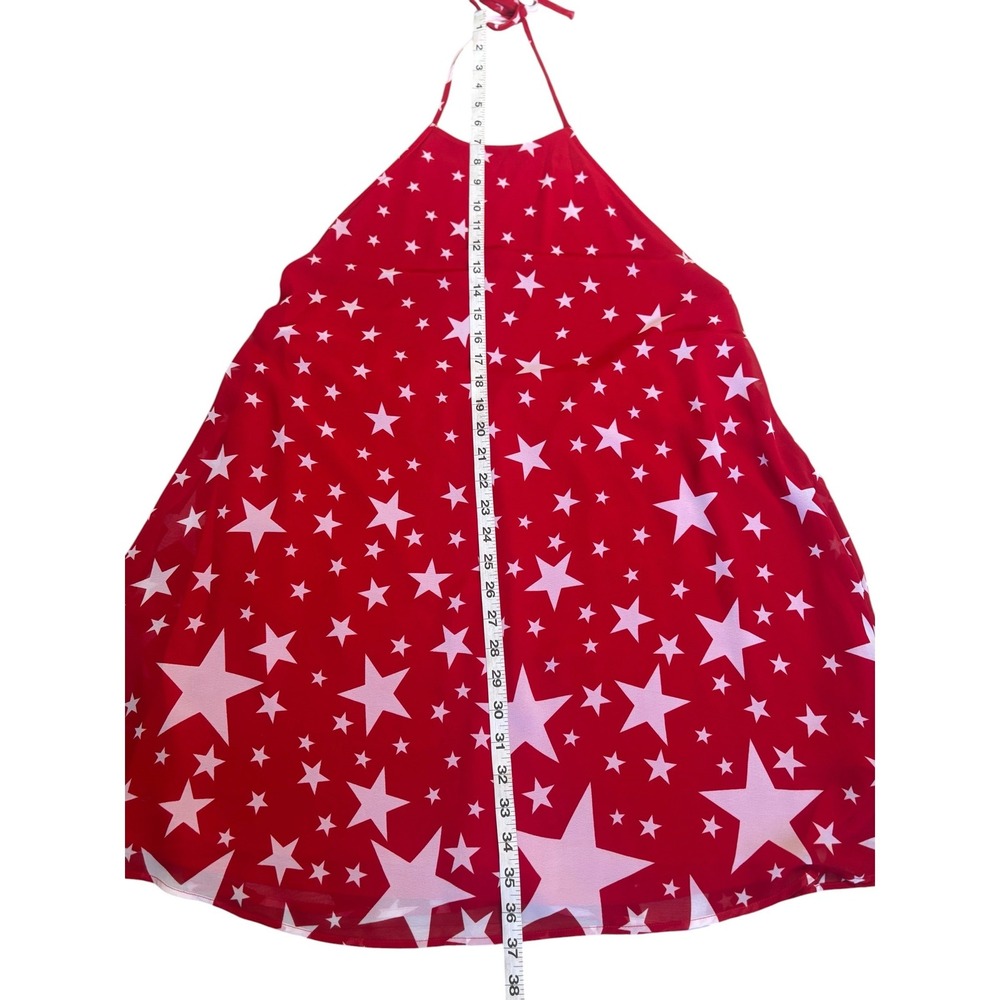 Show Me Your Mumu Katy Halter Mini Dress Star Print L Resort Patriotic Red - Picture 7 of 9